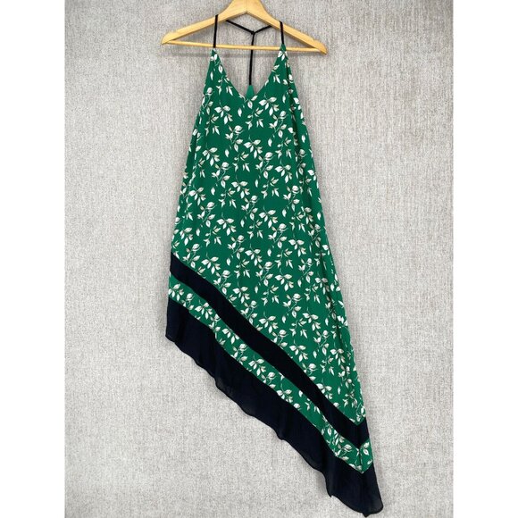 ASHER‎ Dress Womens S Green Slip Midi Asymmetric Hem Backless Floral Maxi - Picture 1 of 11